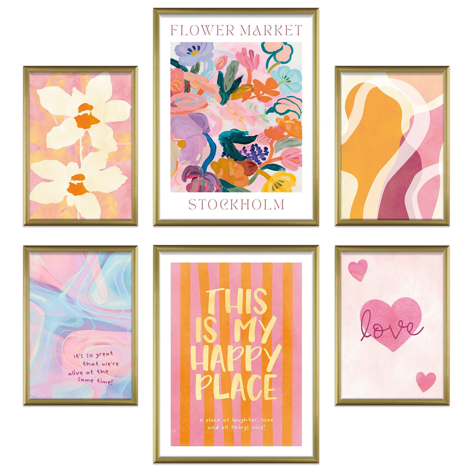 ARTFAVES Bilder-Collage Poster Set Abstract Dopamine Art I mehrteilige Bilderwand I Wandbilder, (Wandbilder modern, 6 St)