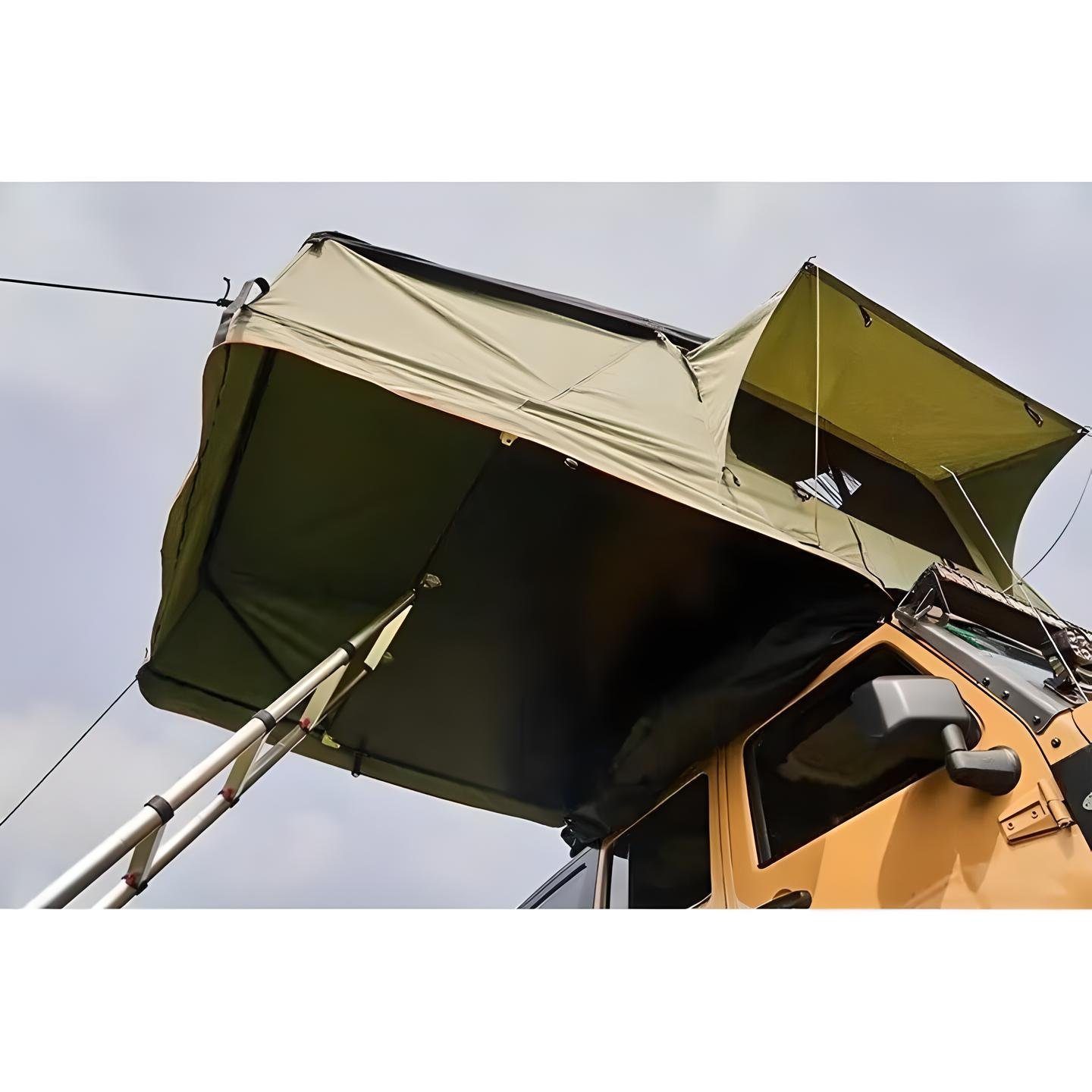 TZIpower Dachzelt Autodachzelt Softcase 2 Größen, bis zu 5 Personen Khaki/Grün Schwarz, Personen: 5