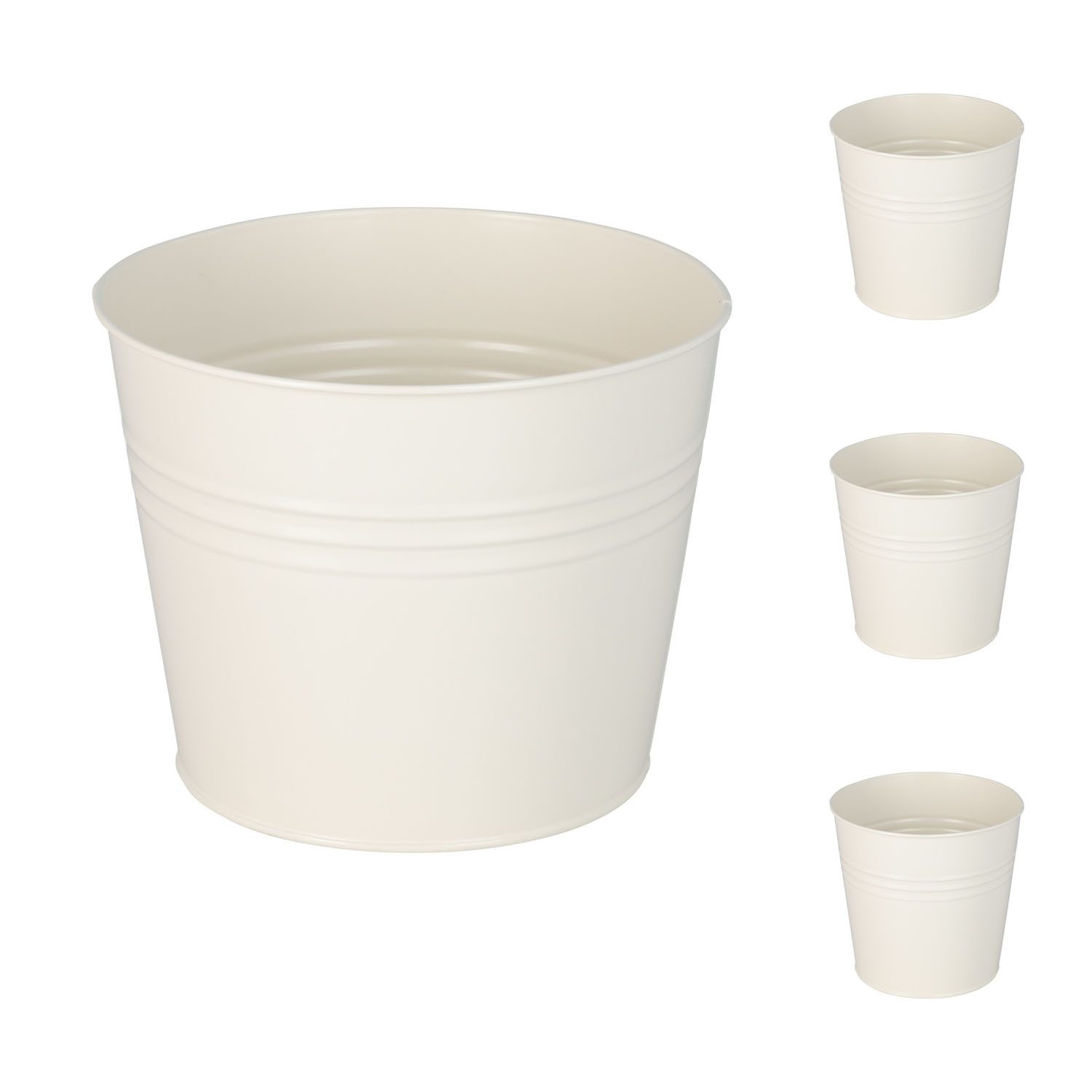 Mojawo Blumenkasten 4 Stk. Blumentopf Pflanzgefäß Balkontopf Pflanztopf verzinkt Ø17xH15cm