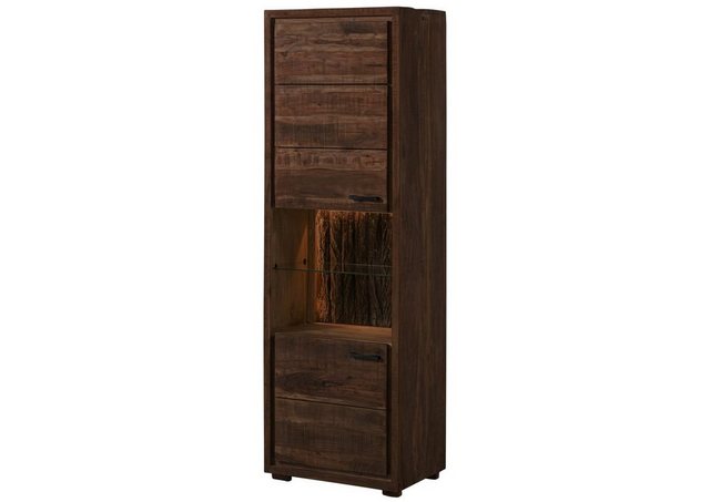 Massivmoebel24 Standvitrine #202 (Vitrine Akazie 58x40x180 dunkelbraun lack günstig online kaufen