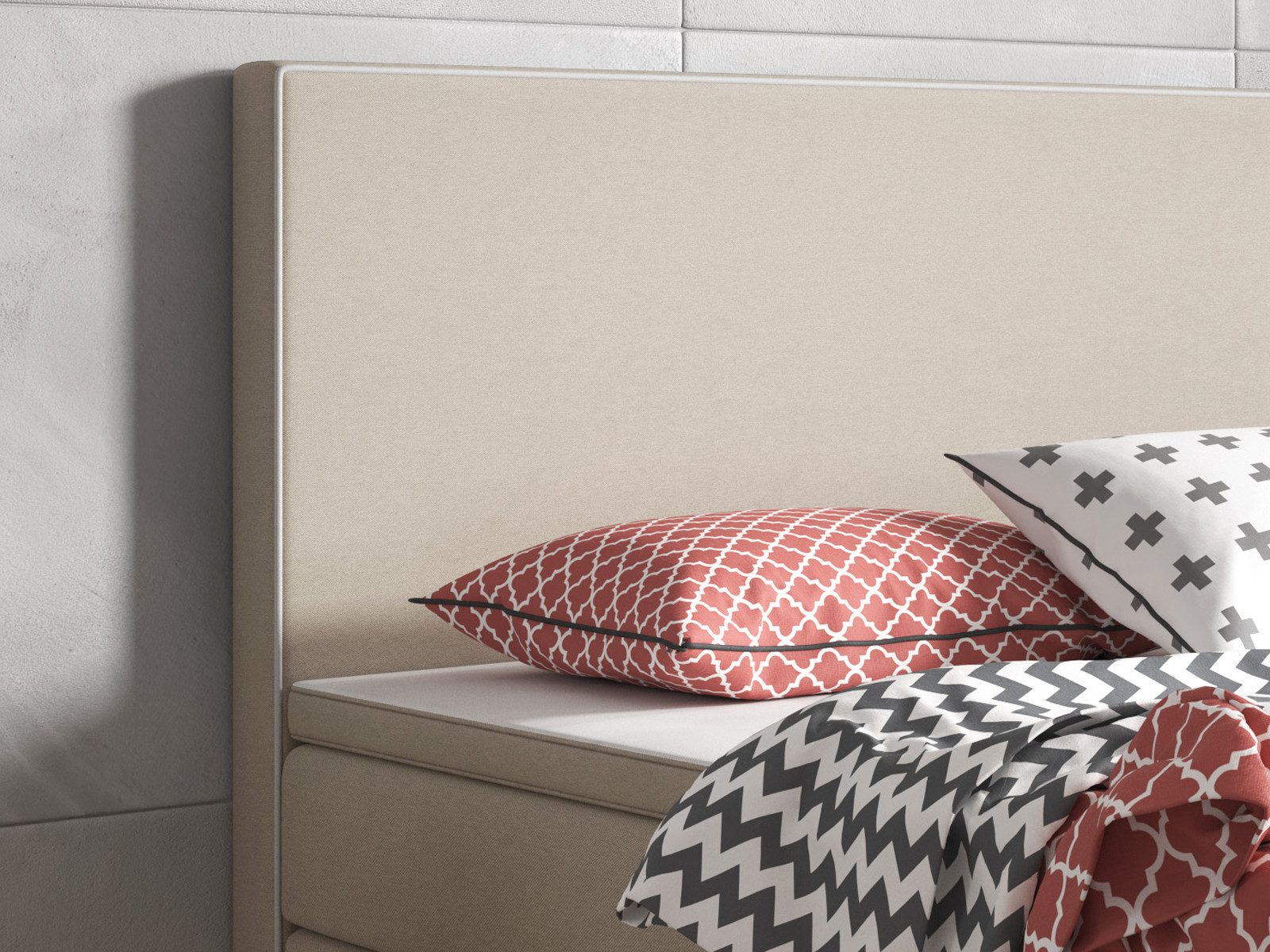 inter Boxspringbett King S Webstoff (180x200 cm, Muddy inkl. Matratzen und Topper), inkl. Matratzen und Topper