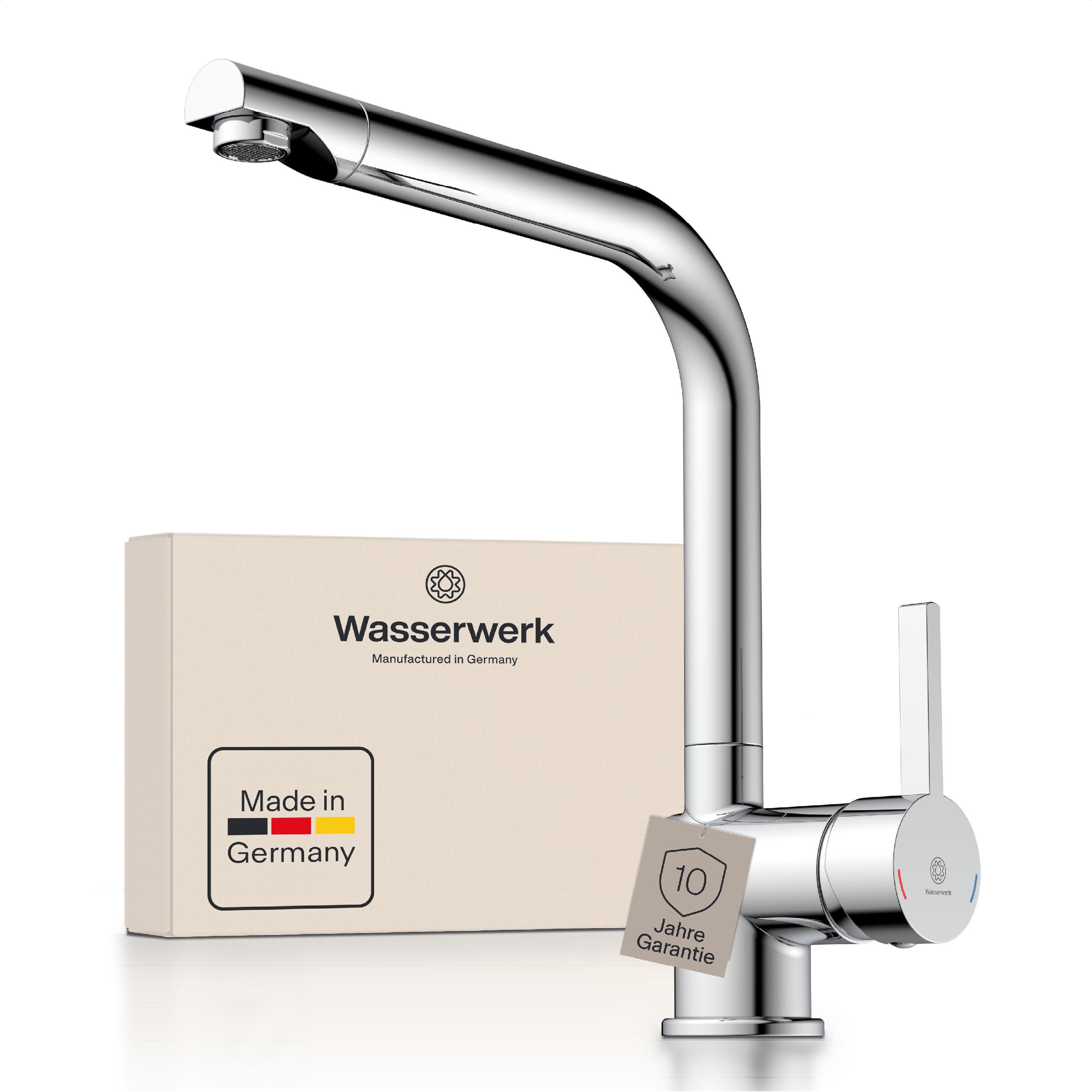 WASSERWERK Spültischarmatur WK 4, Wasserhahn, Küche, Einhebelmischer 360° schwenkbar, Cold-Start-Funkt., geräuscharm