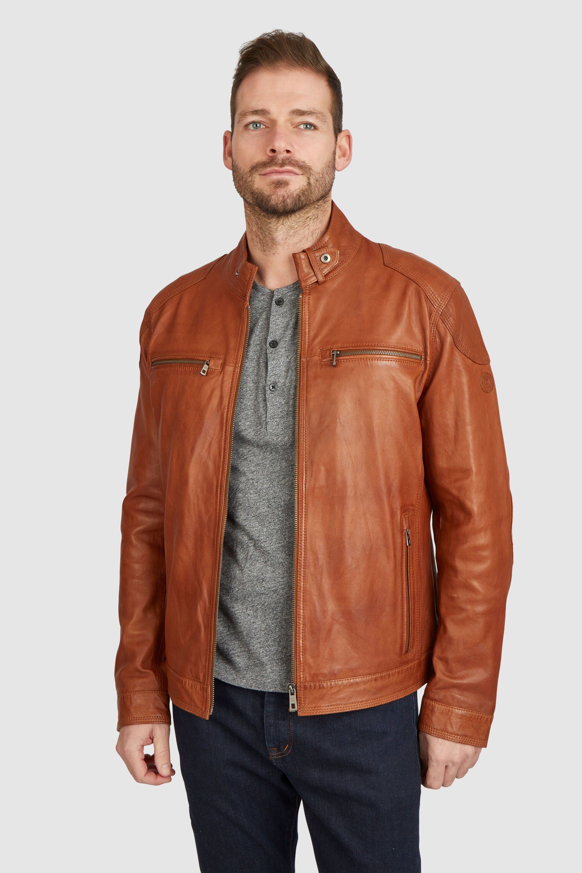 bugatti Lederjacke BUFILIPPO (1-St) mit Reißverschlusstaschen