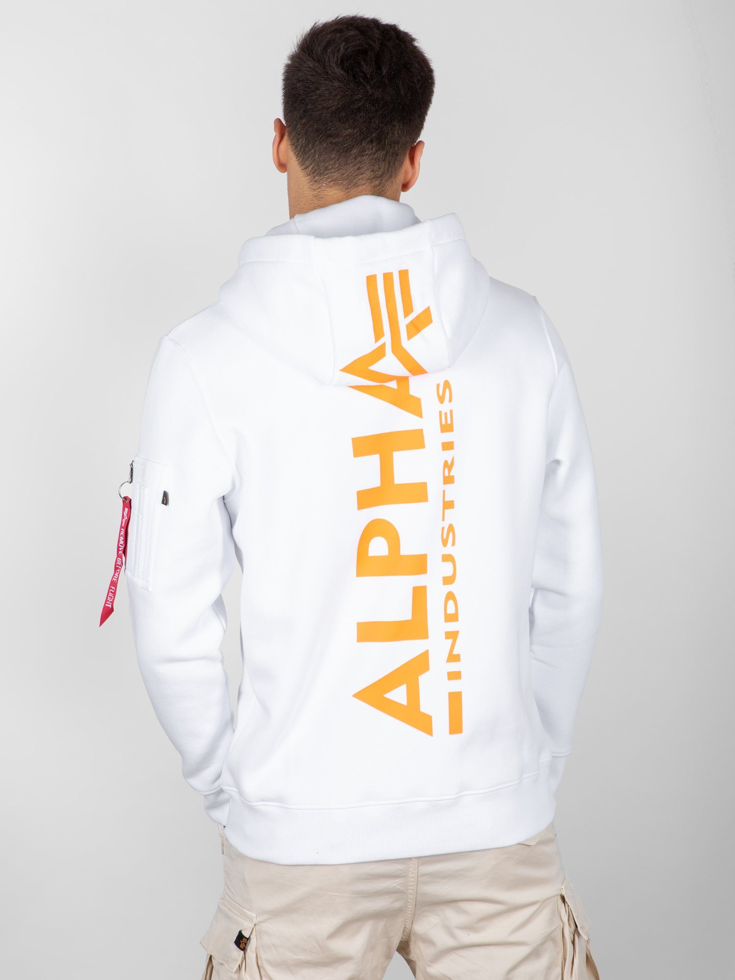 Alpha Industries Print Hoody Industries orange Print Men Neon Hoodies - Hoodie Alpha Back white/neon