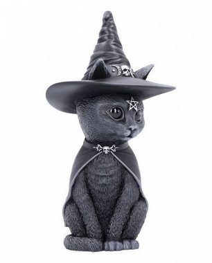 Horror-Shop Dekofigur Schwarze Katze mit Hexenhut im Okkult Design als S