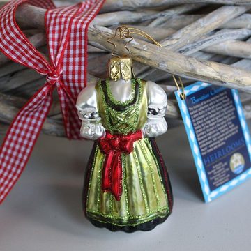 INGE-GLAS® Christbaumschmuck INGE-GLAS Weihnachts-Anhänger grünes Dirndl (1-tlg)