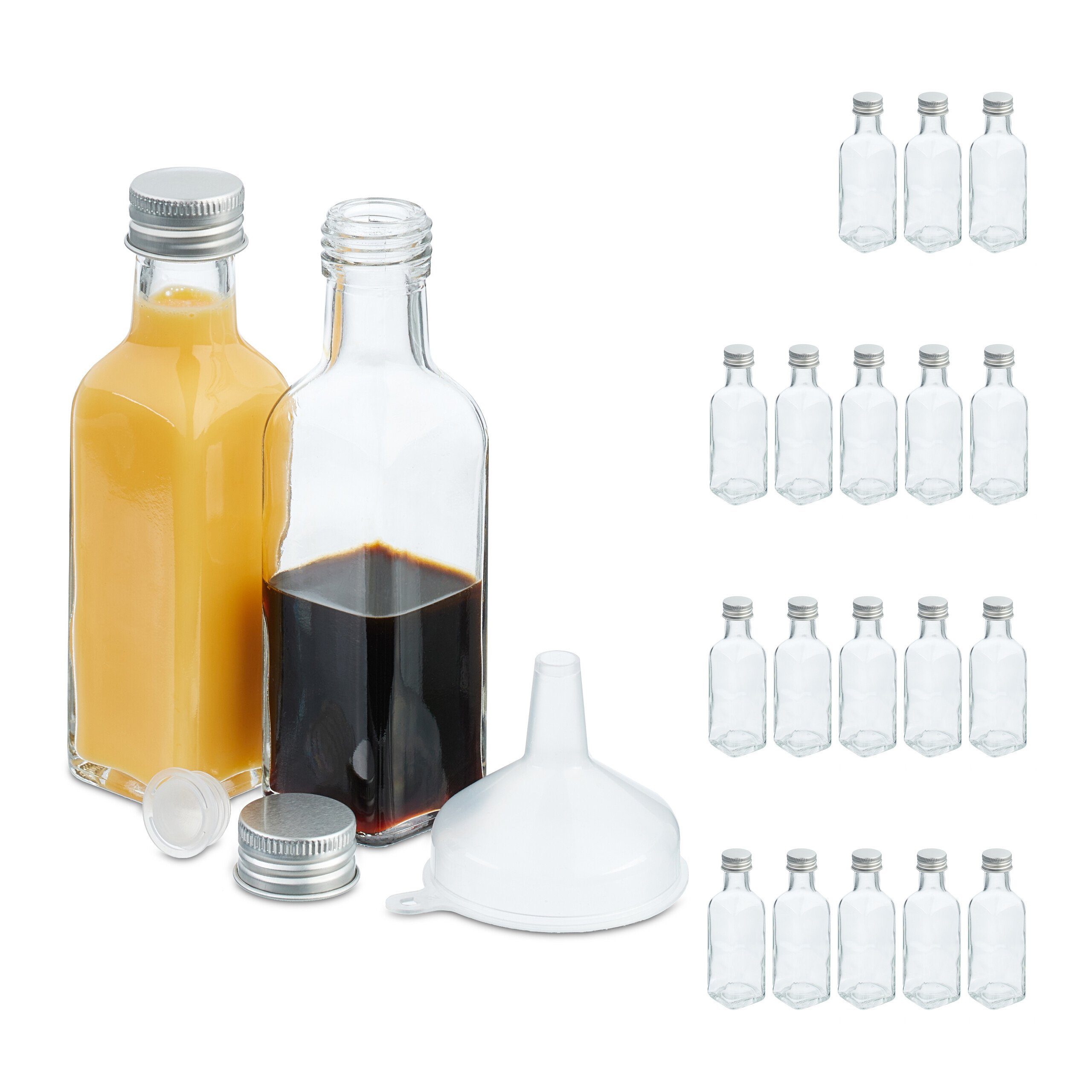 relaxdays Vorratsglas Kleine Flaschen im Set 100 ml, Glas, (20-tlg., 20er Set), 20er Pack