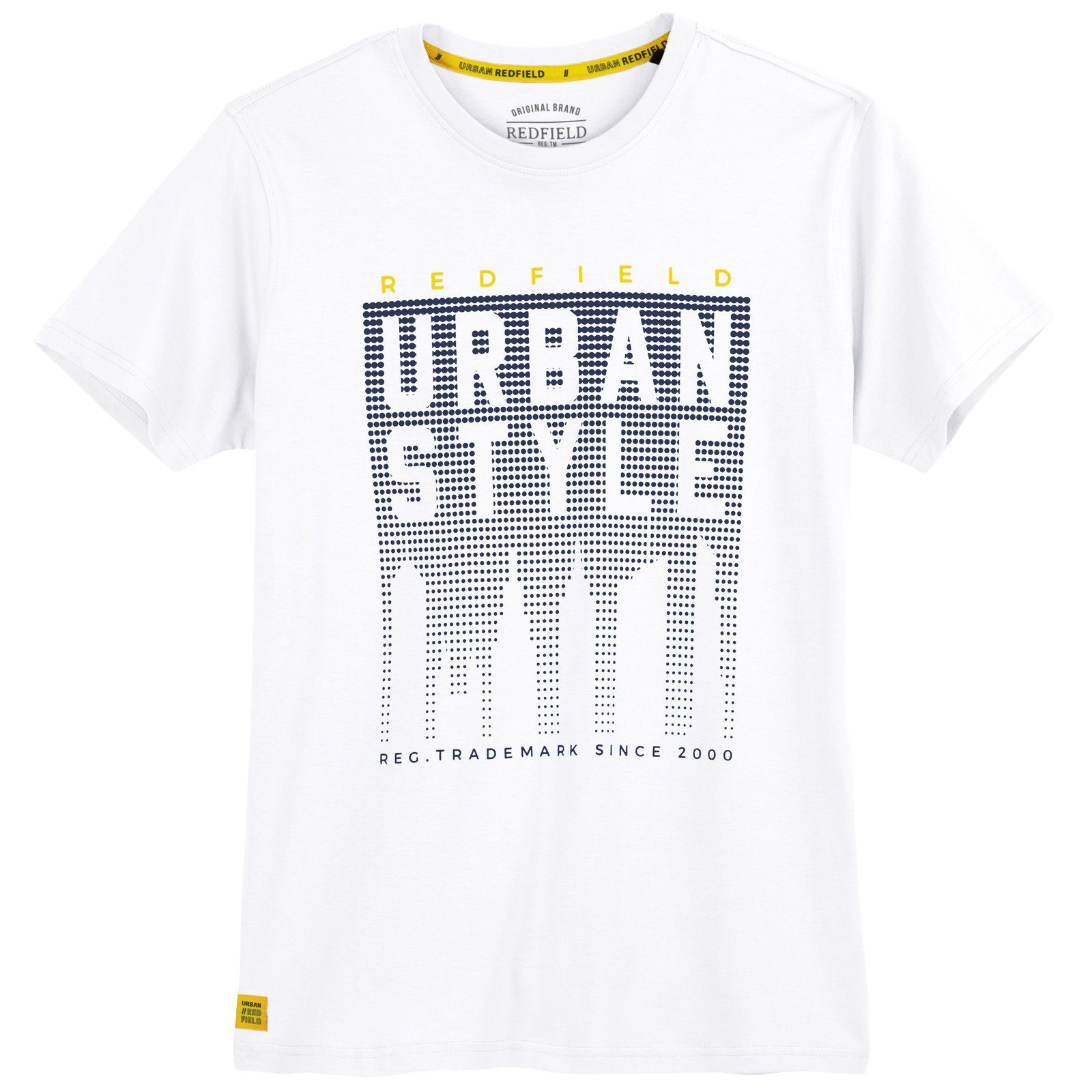 redfield Rundhalsshirt Große Größen Herren T-Shirt weiß Print Urban Style Redfield