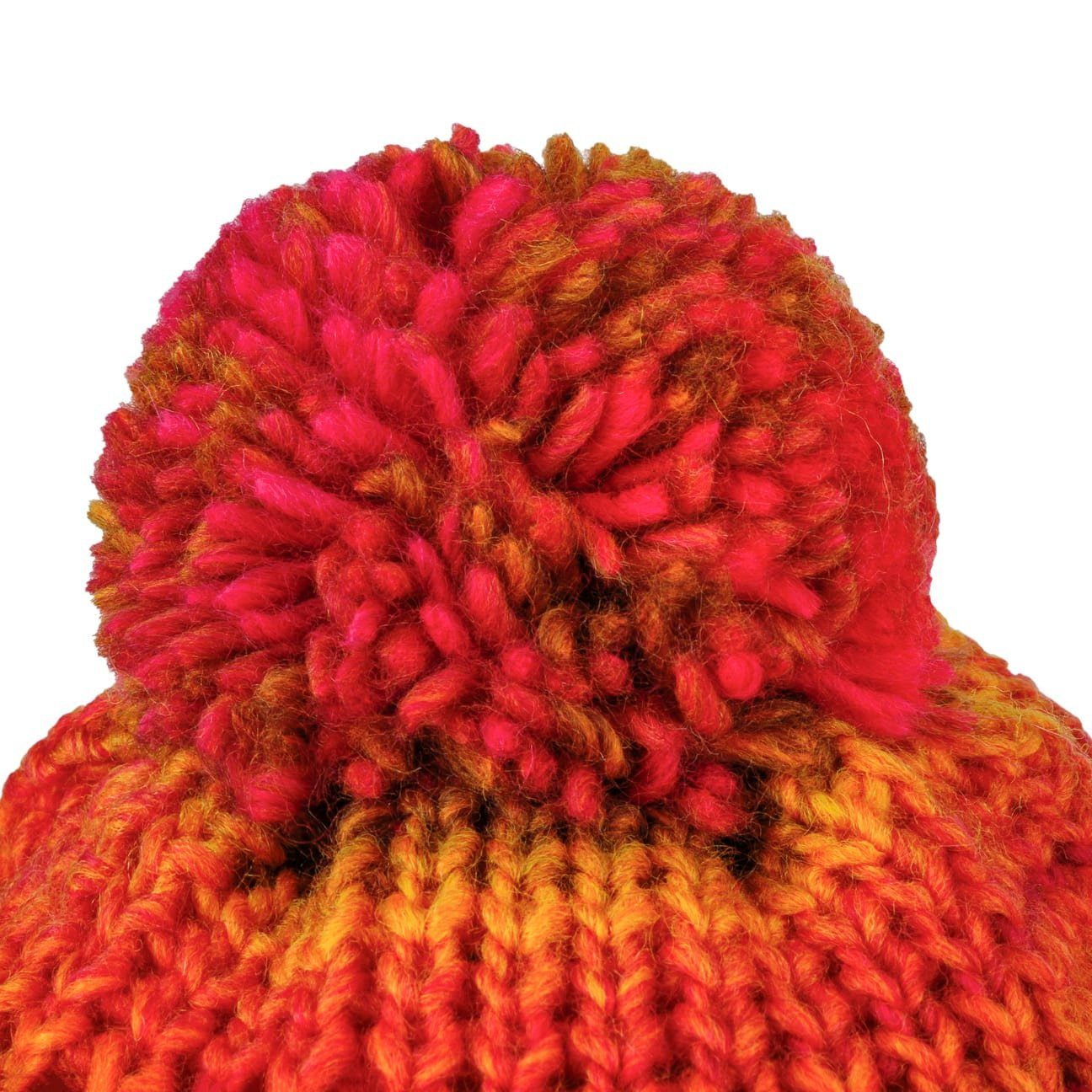 pink-orange Umschlag, Lierys Germany Beanie Made (1-St) Bommelmütze mit in