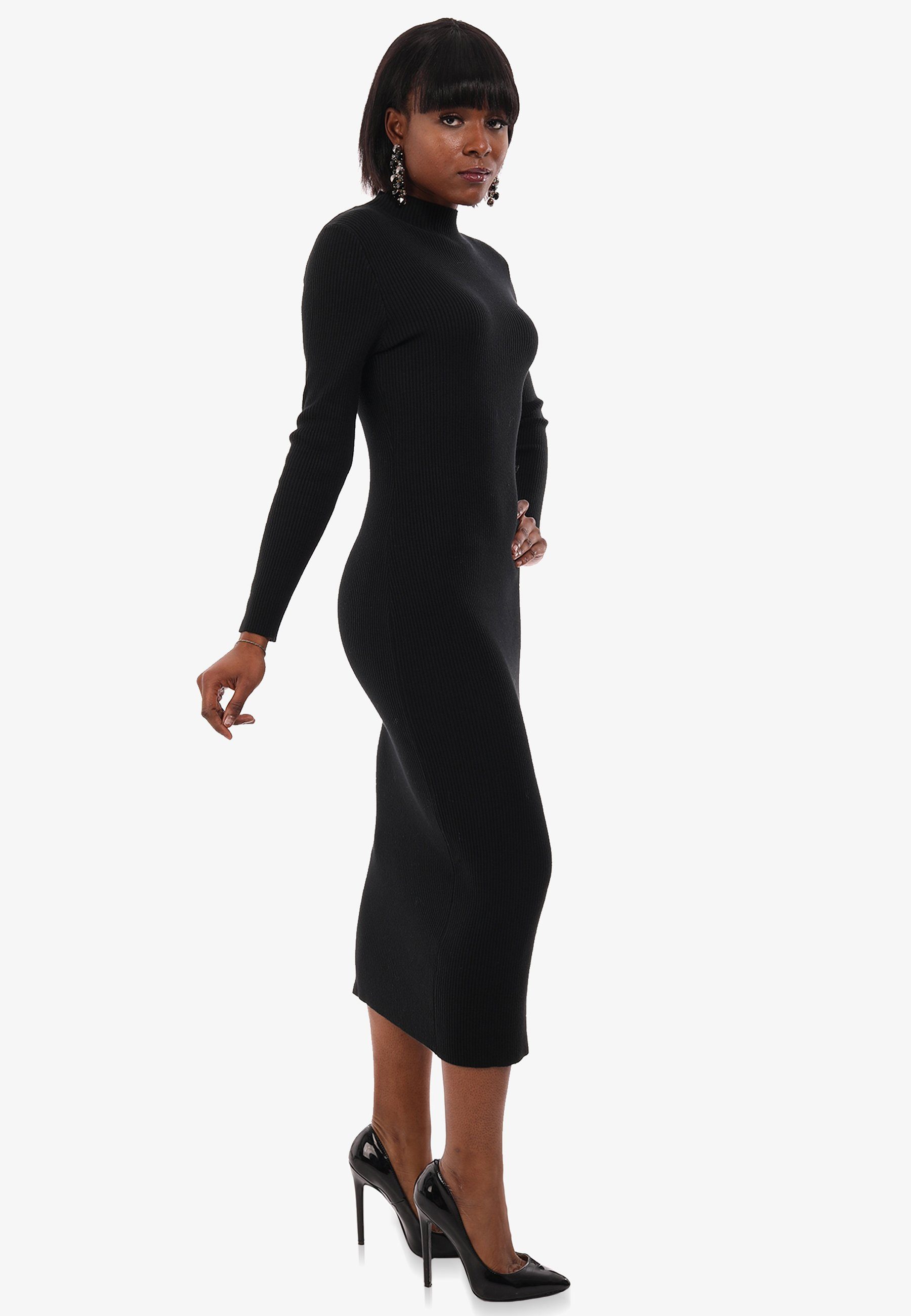 YC Fashion & Style Strickkleid Strickkleid mit Stehkragen KNIT DRESS (1-tlg) in Unifarbe