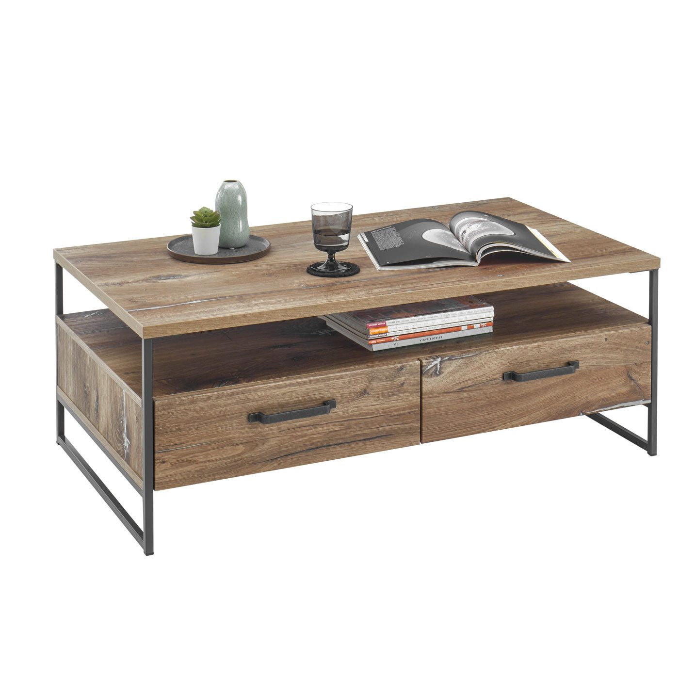 Möbel Akut Couchtisch Couchtisch Liv'in Kansas flagstaff dunkel Metall schwarz 110x60