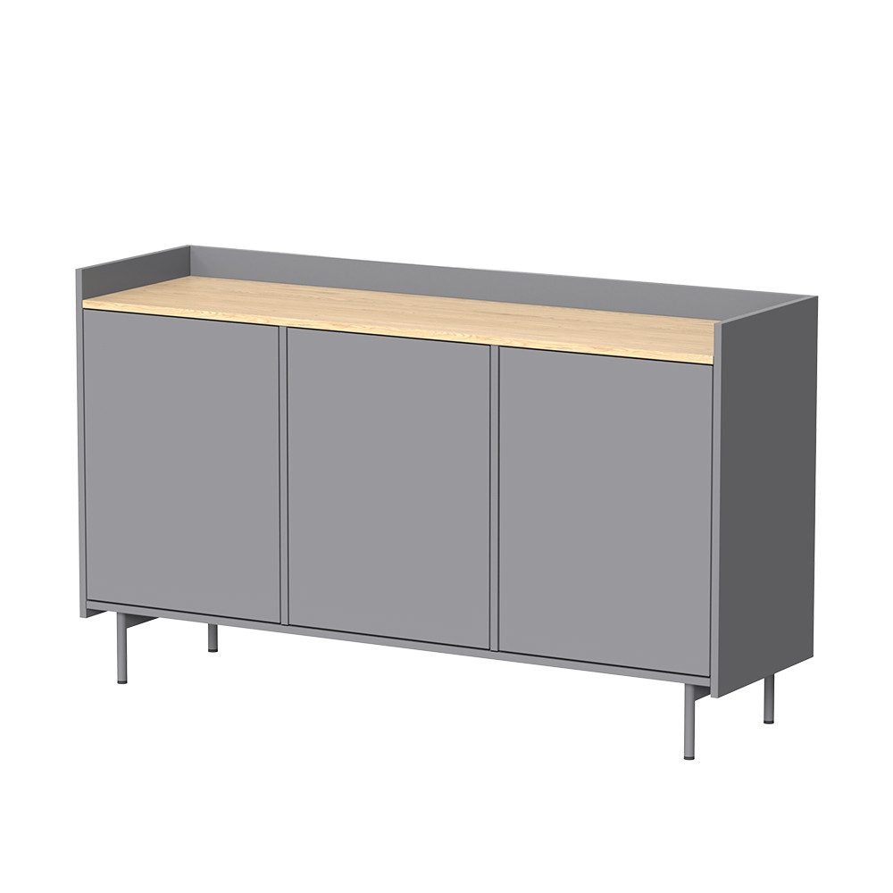 Vicco Kommode Velina, Grau/Eiche, 140 x 82 cm mit 6 Fächern (1 St)
