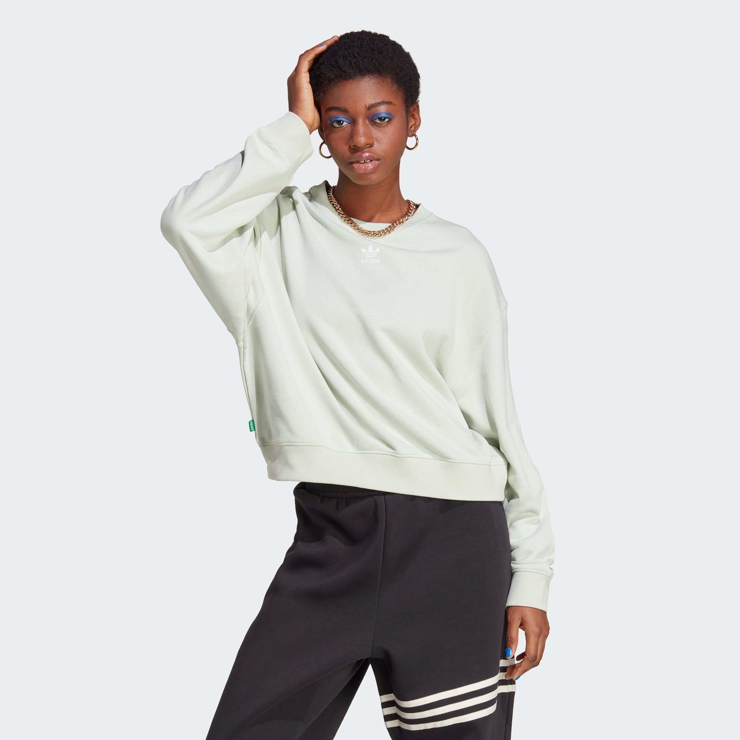 ESSENTIALS+ WITH HEMP Originals MADE adidas Kapuzensweatshirt Green Linen PULLOVER