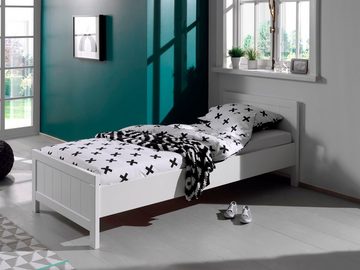 Vipack Einzelbett, Einzelbett in Landaus Optik mit Liegefläche 90 x 200 cm, Weiß lackiert