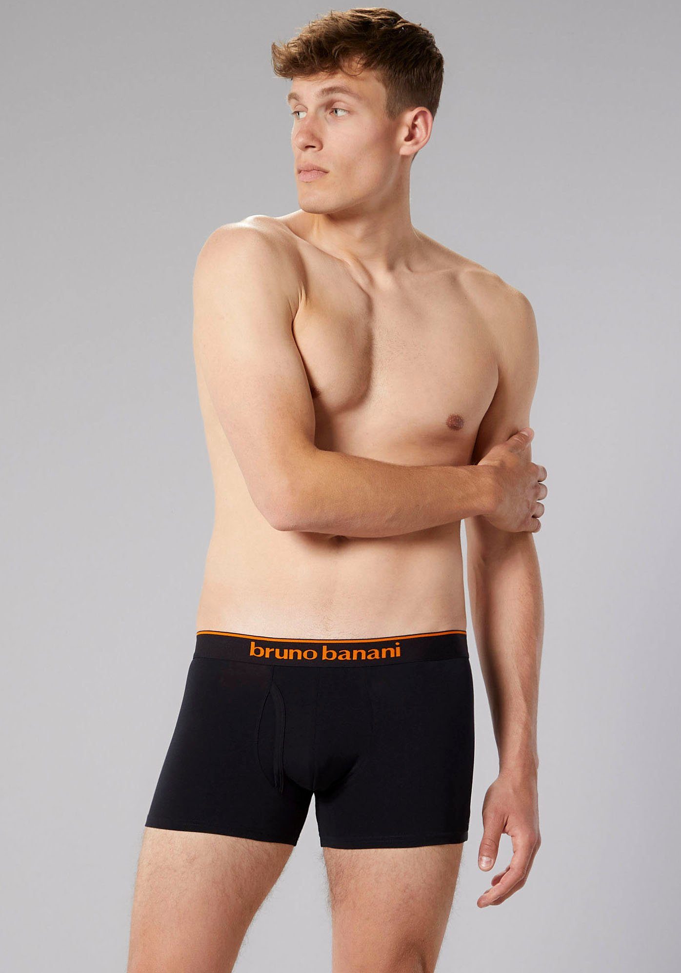 Bruno 2-St) Banani schwarz Boxershorts Kontrastfarbene Details (Packung, Short Access 2Pack Quick