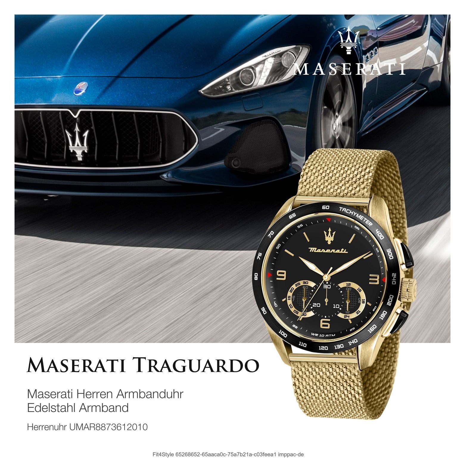 groß Uhr rund, Chronograph Chronograph, Edelstahlarmband, Herrenuhr Made-In gold MASERATI 55x45mm) Maserati Herren Italy (ca.