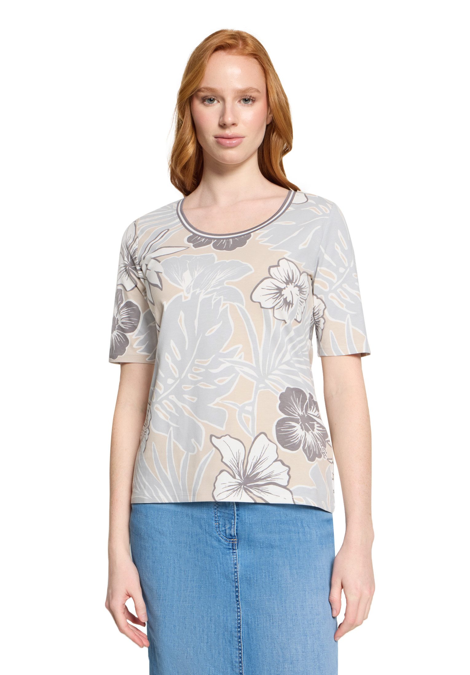 Kurzarmshirt Damen mit Blumenprint