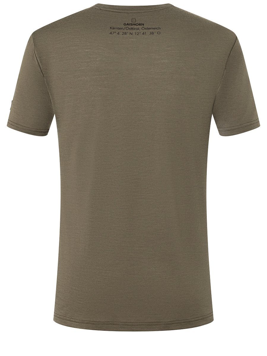 Merino-Materialmix Print-Shirt Stone Grey/Jet T-Shirt M Black GROSSGLOCKNER SUPER.NATURAL wärmender Merino TEE
