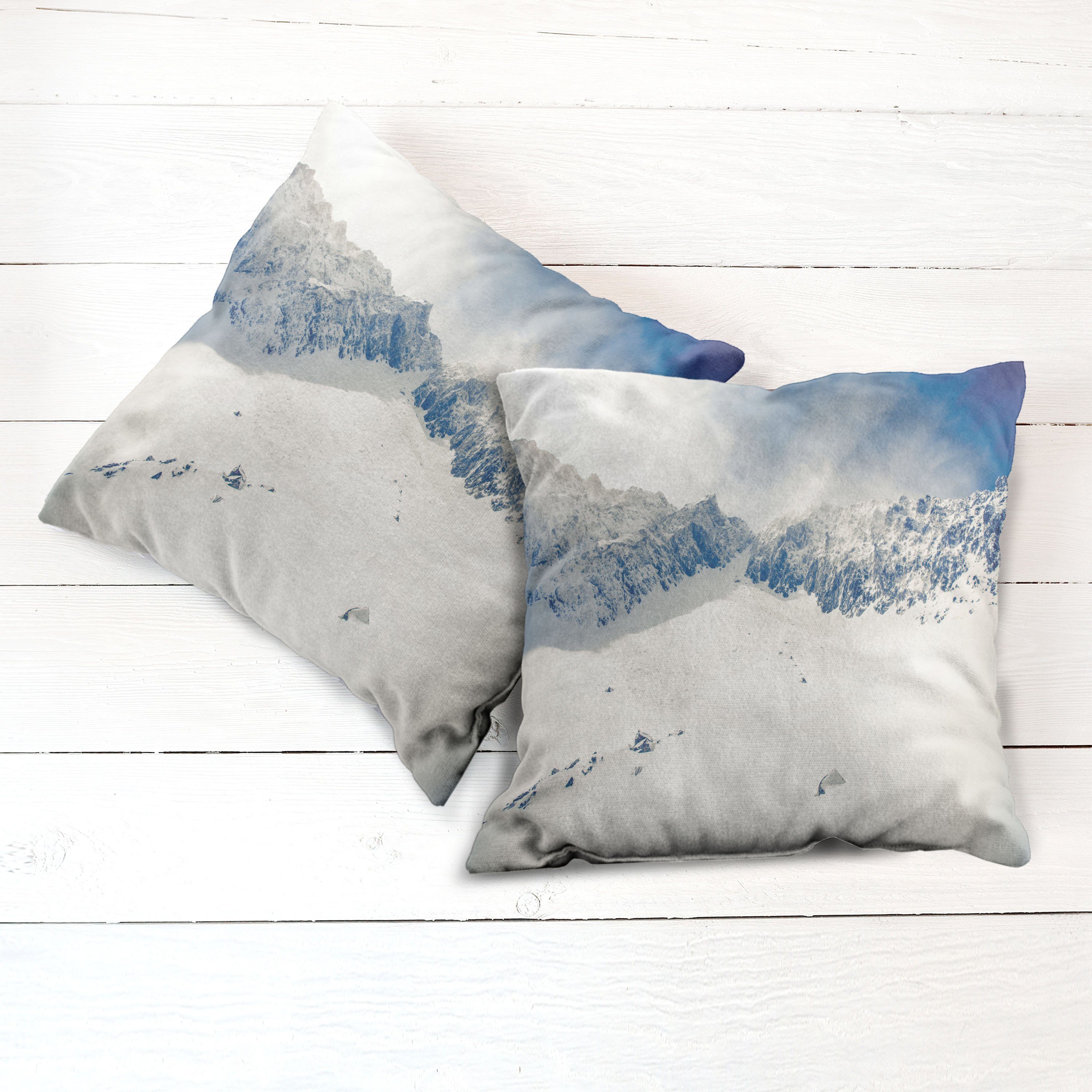 Kissenbezüge Modern Accent Doppelseitiger Natur Snowy Stück), Berge (2 Abakuhaus Winter Digitaldruck