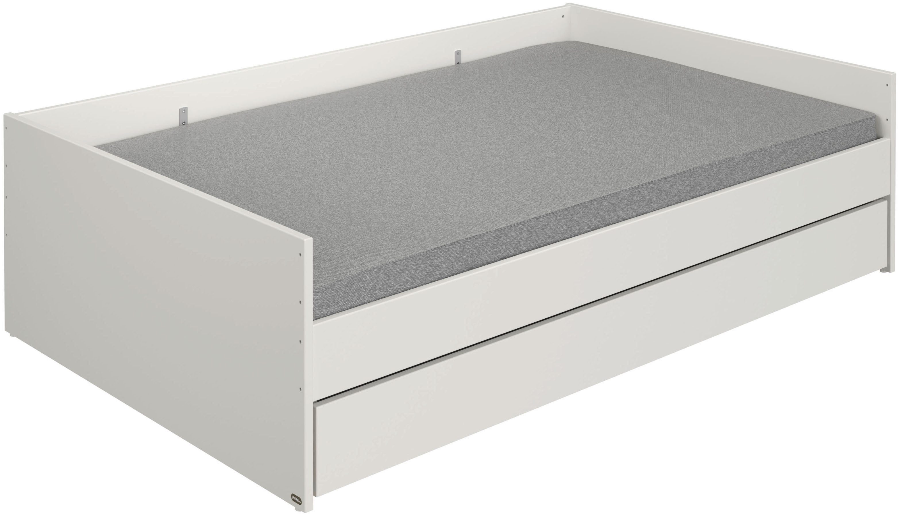 PAIDI Kinderbett CUTIE LEA in Weiß mit Bettkasten, Jugendliege (L/B/H ca. 204/96-126/56cm, Off-White), bietet extra Stauraum oder zusätzliche Liegefläche, Kojenliege