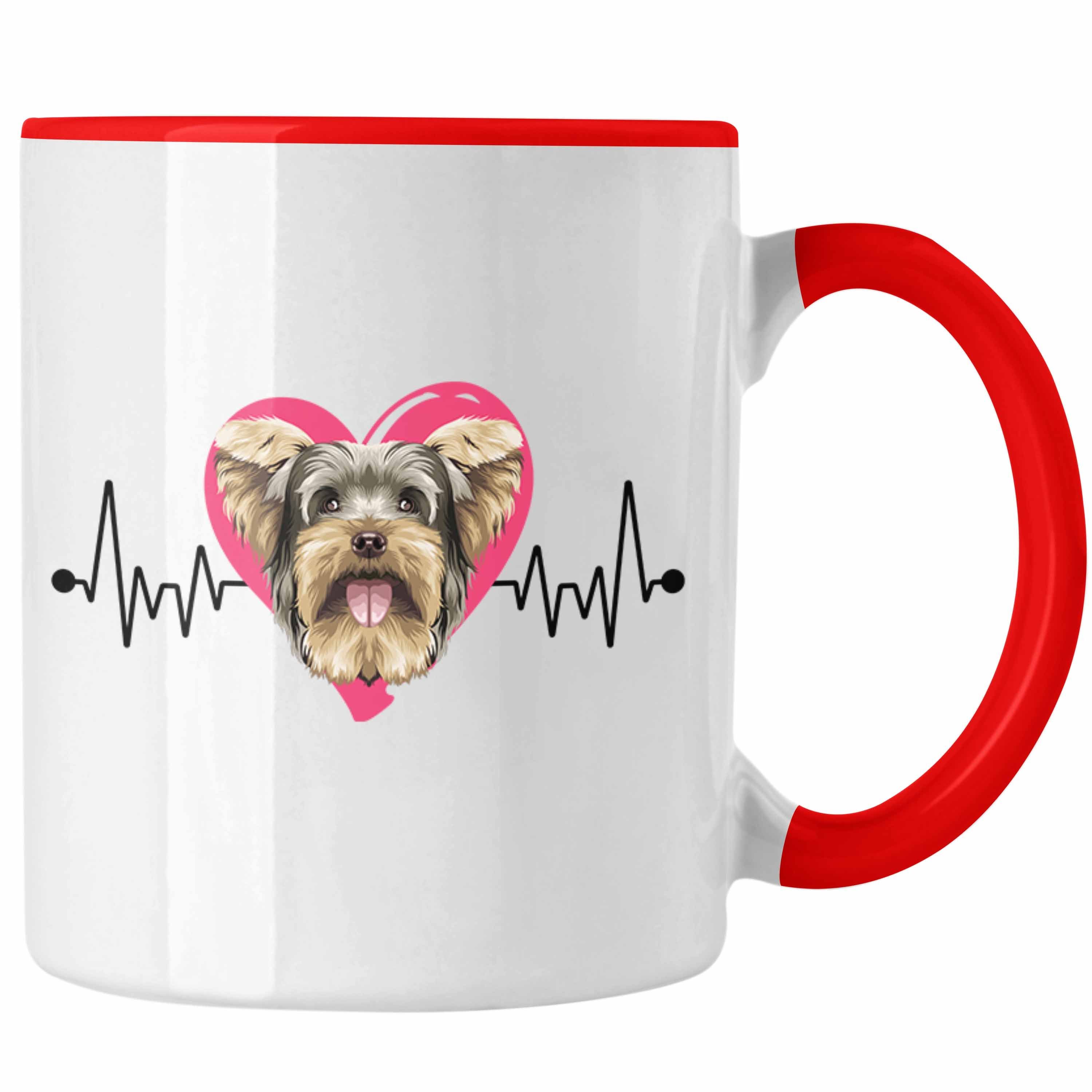 Tasse Trendation Tasse Lustiger Geschenkidee Geschenk Besitzer Yorkie Rot Spruch Herzschlag