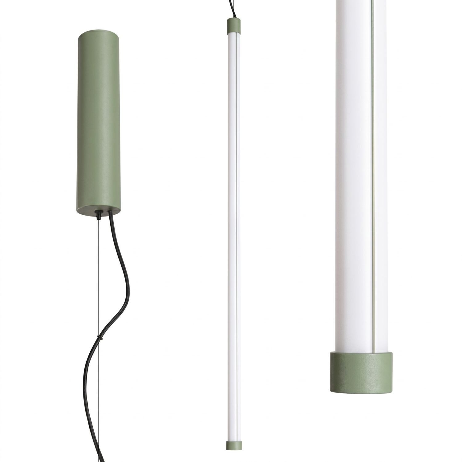 Licht-Erlebnisse Pendelleuchte ORSAY, LED fest integriert, Neutralweiß, LED Dimmer Metall H: max. 200 cm D: 3 cm rund Salbei 4000 K 3140 lm