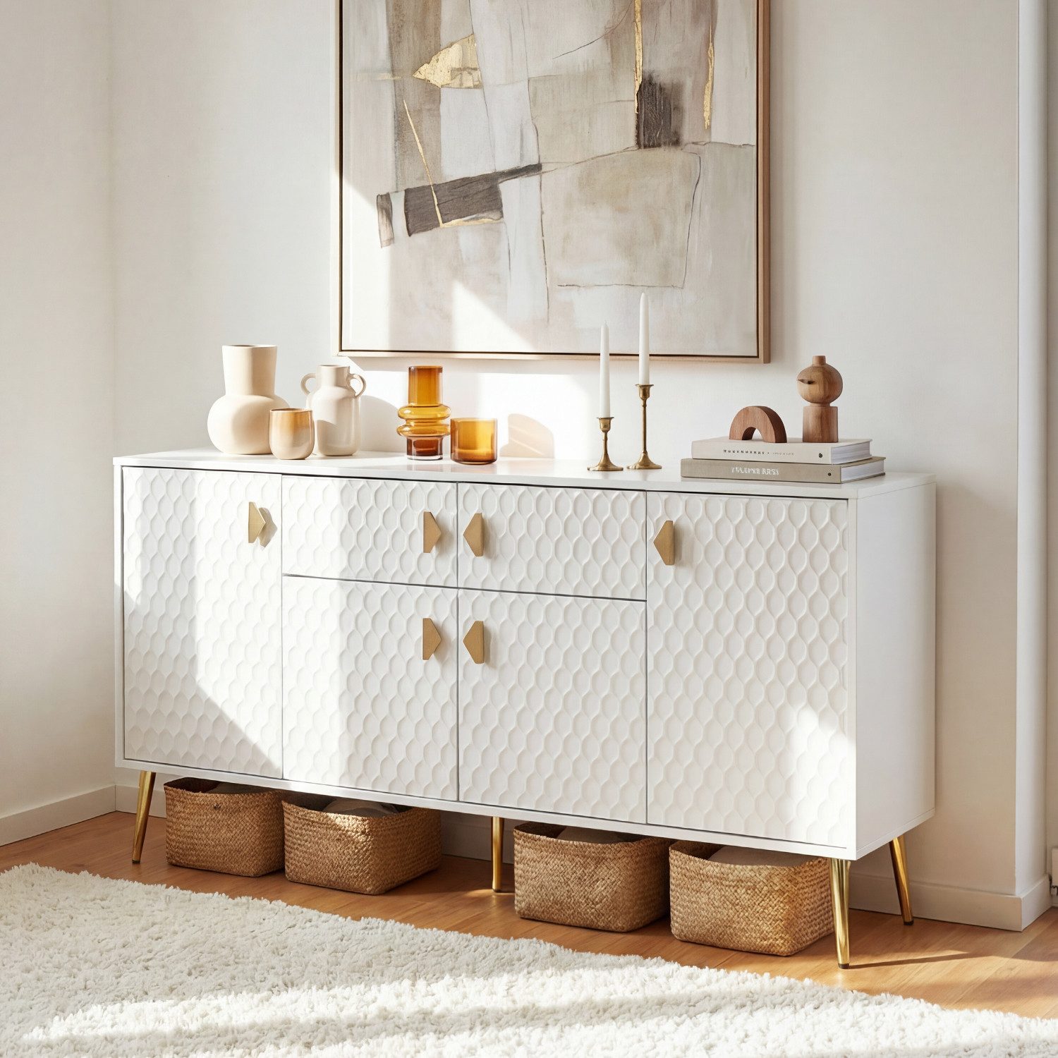 FUFU&GAGA Sideboard für Wohnzimmer, Küche und Flur, 160 cm B