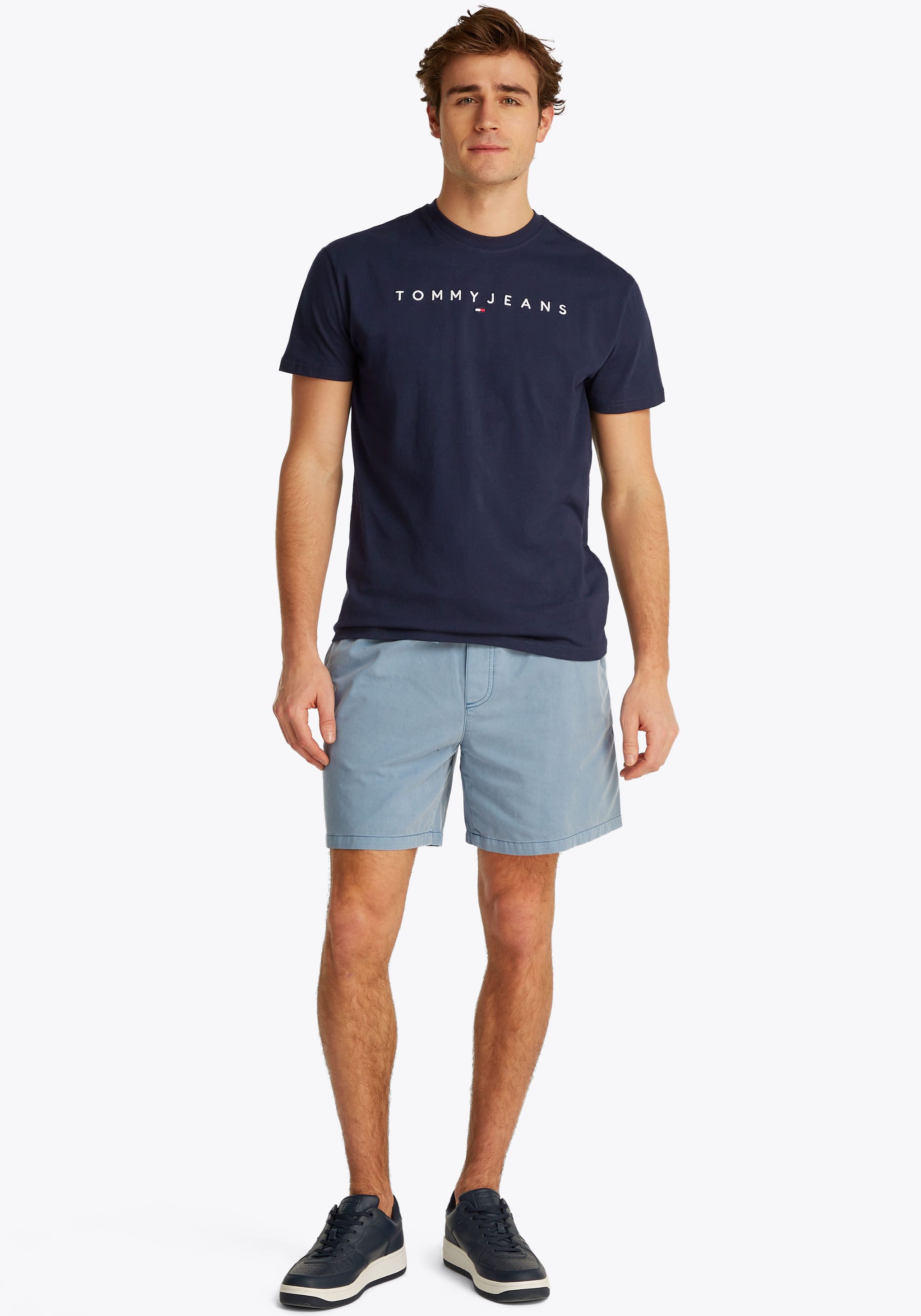 Tommy Jeans T-Shirt TJM REGULAR LINEAR LOGO EXT Rundhals, Regular Fit