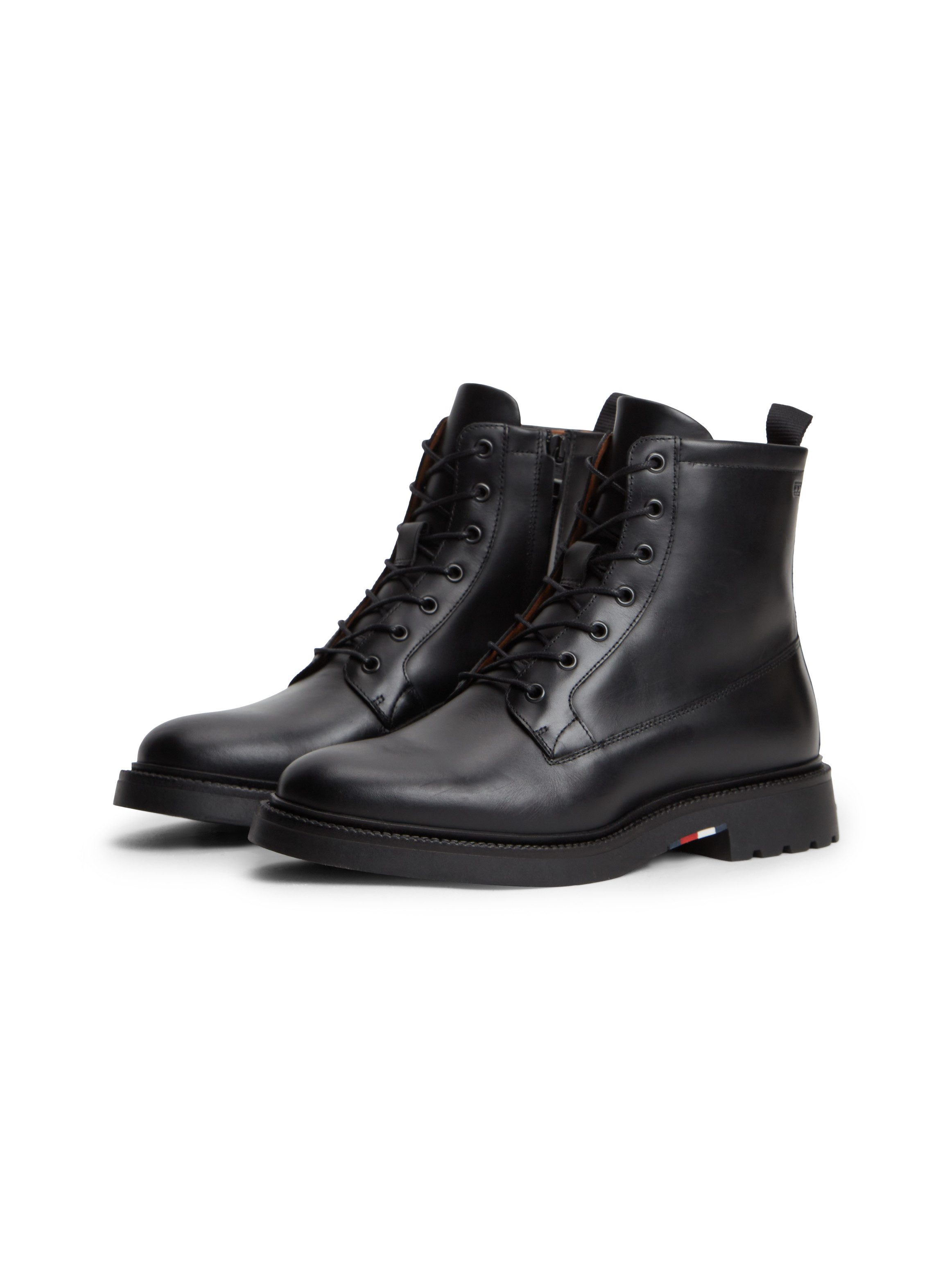 Tommy Hilfiger CORPORATE CASUAL LTH BOOT Schnürstiefelette Blockabsatz, Schnürboots mit dezenten Ziernähten