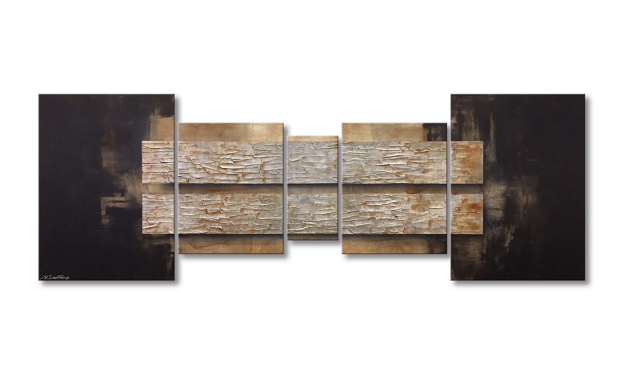 WandbilderXXL Gemälde Lost Silver 200 x 70 cm, Abstraktes Gemälde, handgemaltes Unikat