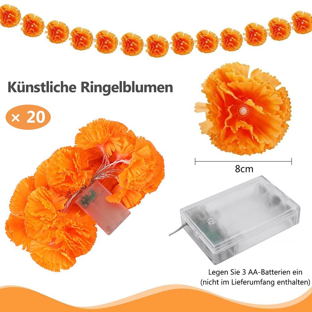 Kunstgirlande LED-Lichterkette Ringelblume Batteriebetriebene, LED Dekolich günstig online kaufen