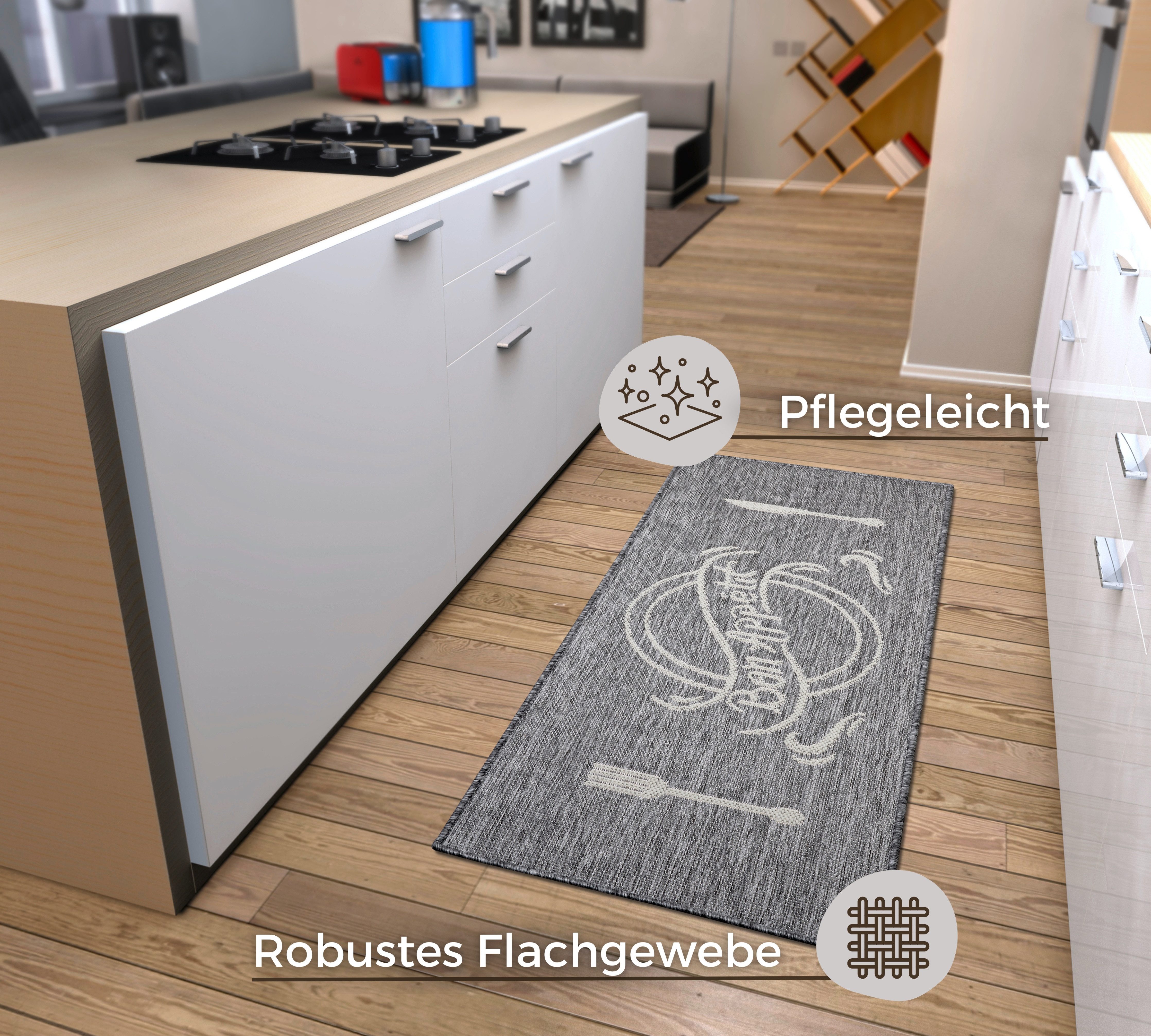 HANSE Home Küchenläufer Bon Appetit, rechteckig, Höhe: 5 mm, Läufer, Rutschfest, Küchenteppich, Küche, Teppich, Pflegeleicht