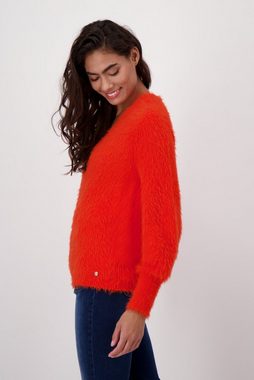 Monari V-Ausschnitt-Pullover Plüsch Pullover mit Perlfangmuster