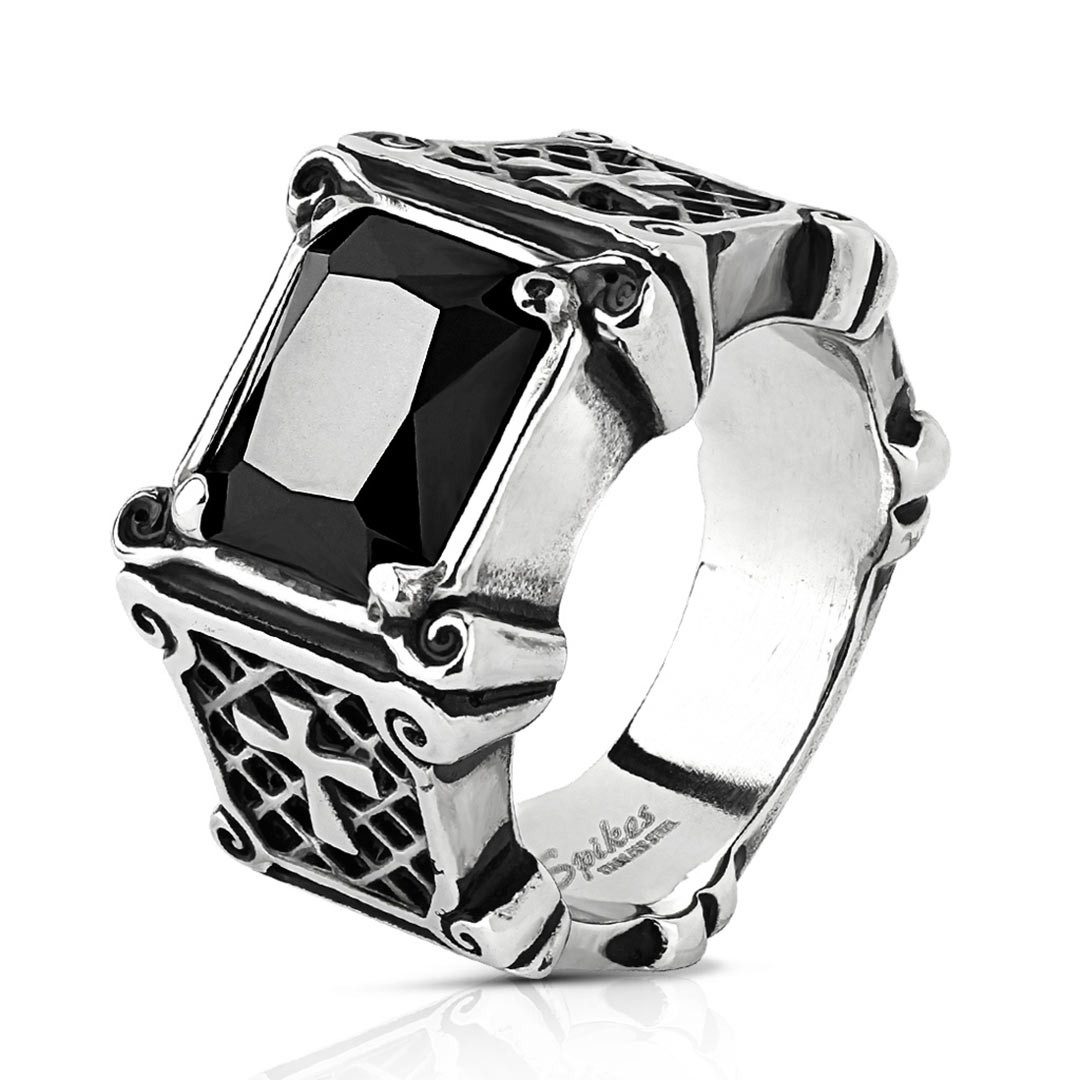 Siegelring Herren Ring schwarzer Stein