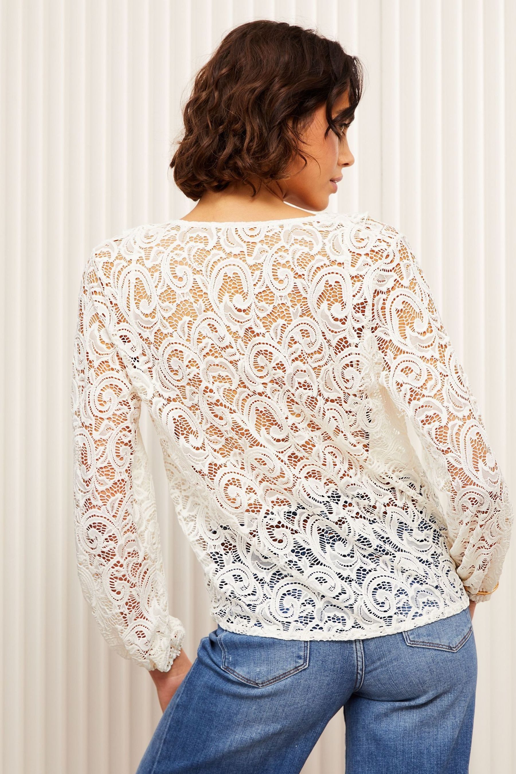 Friends Like These Langarmbluse Friends Like These Gerüschte Spitzenbluse ( günstig online kaufen