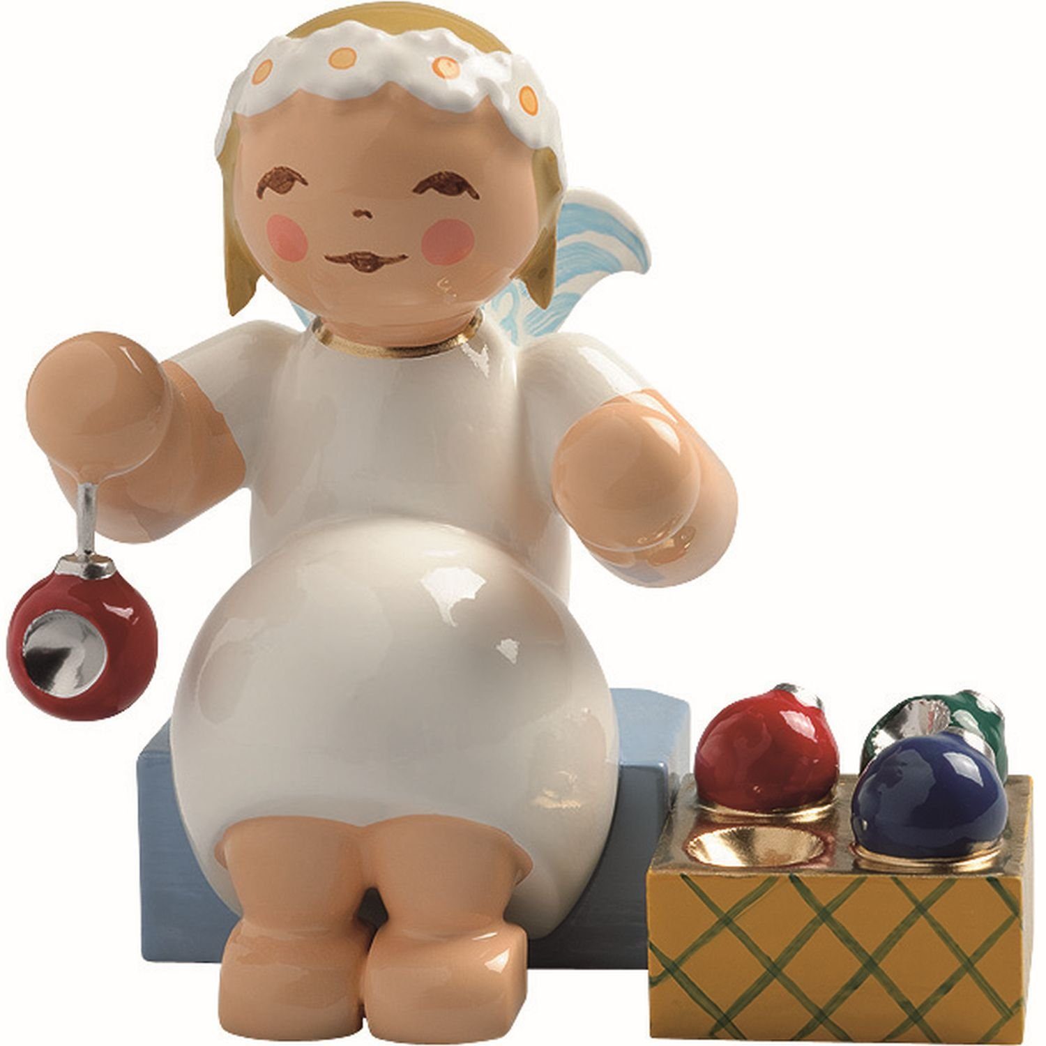 Wendt & Kühn Weihnachtsfigur Margeritenengel Sitzend mit Baumschmuck 634/70/33