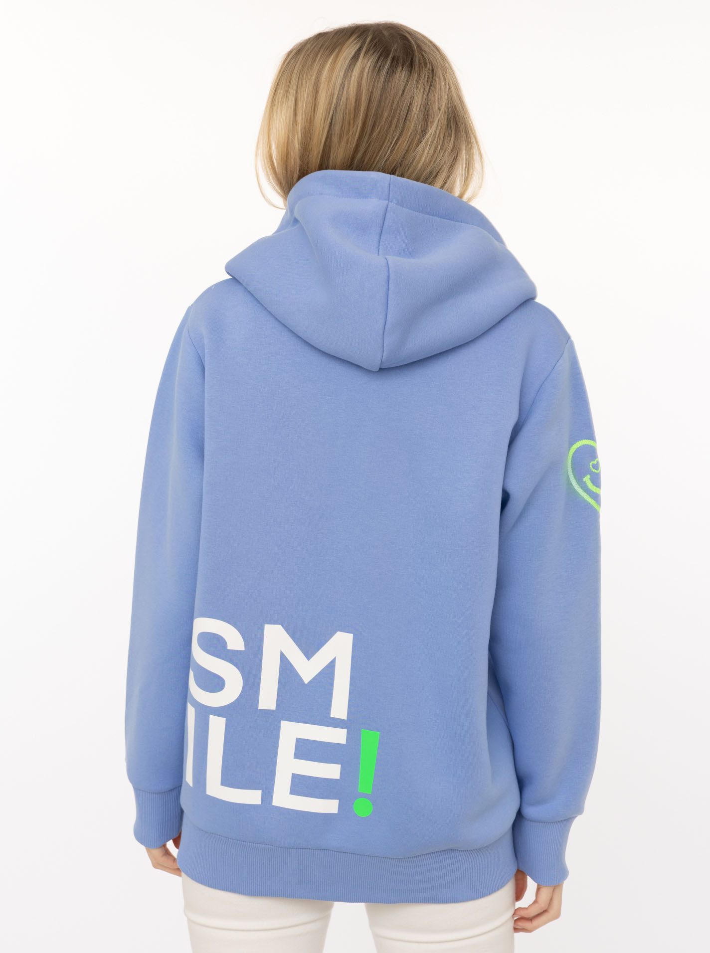 Zwillingsherz Kapuzensweatjacke "Alissa" mit SMILE, gesticktem Herz am Arm und Reißverschluss