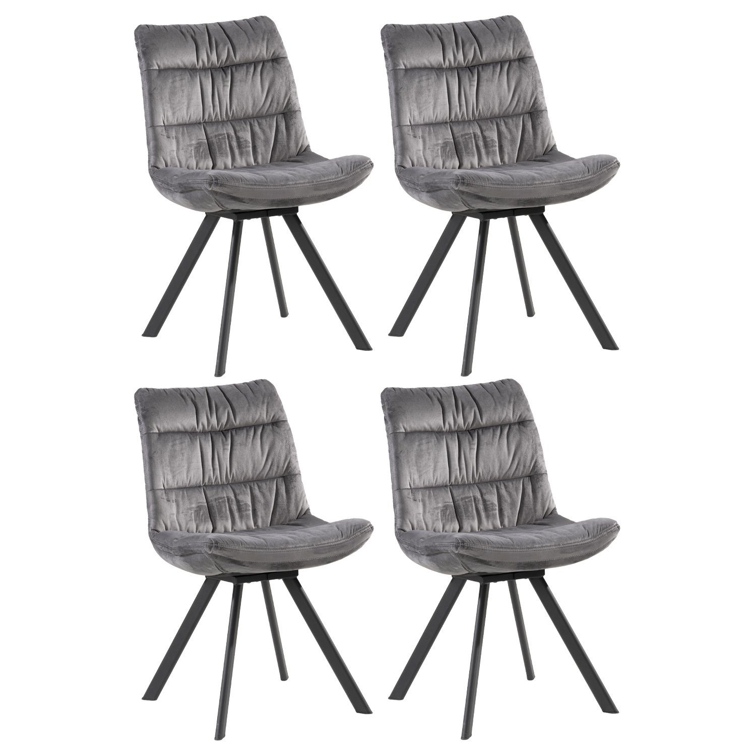 Home4You Polsterstuhl, 4er Set, Grau, Samt, günstig online kaufen