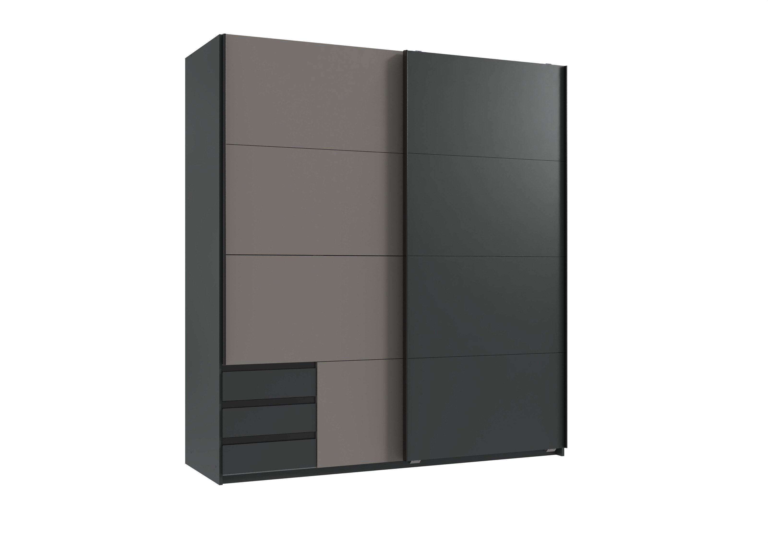 Wimex Schwebetürenschrank 3 Schübe, GRAPHIT + SAHARAGRAU - 179x198x65cm (BxHxT)