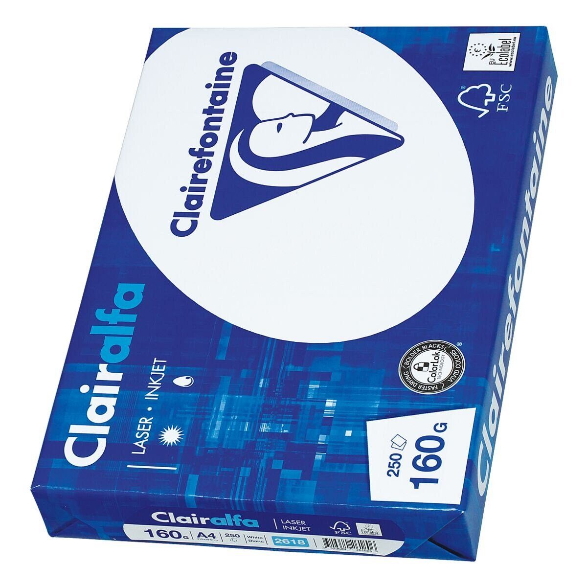 CLAIREFONTAINE Druckerpapier Clairalfa 2618, Format DIN A4, 160 g/m², 250 Blatt