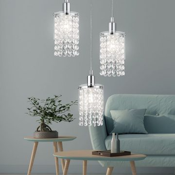 etc-shop LED Pendelleuchte, Leuchtmittel inklusive, Warmweiß, Hänge Leuchte Kristall Pendel Glas Chrom Decken Strahler Lampe im