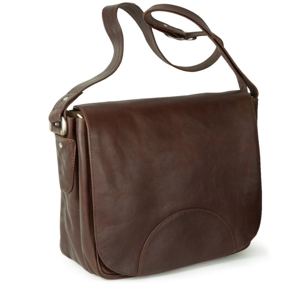 Hamosons Handtasche Damen-Handtasche Größe M Retro-Look Leder Kastanie-Braun Hamosons 577