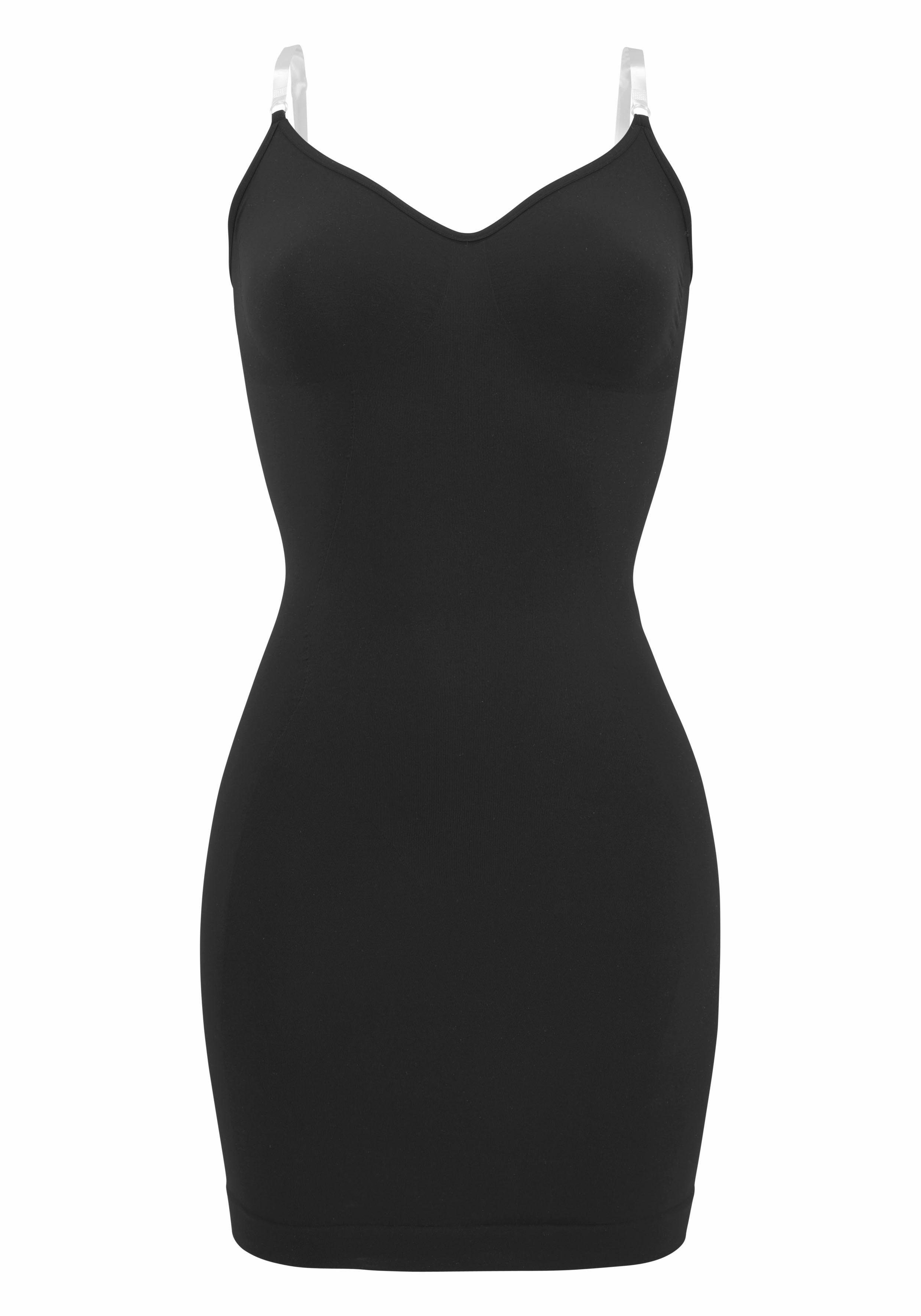 schwarz SEAMLESS Basic Shaping-Kleid LASCANA transparenten Dessous Trägern, mit