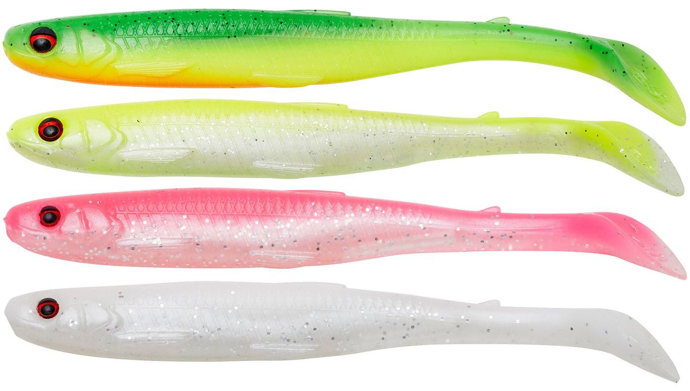Kunstköder Savage Gear Slender Scoop Shad - 4 Gummifische