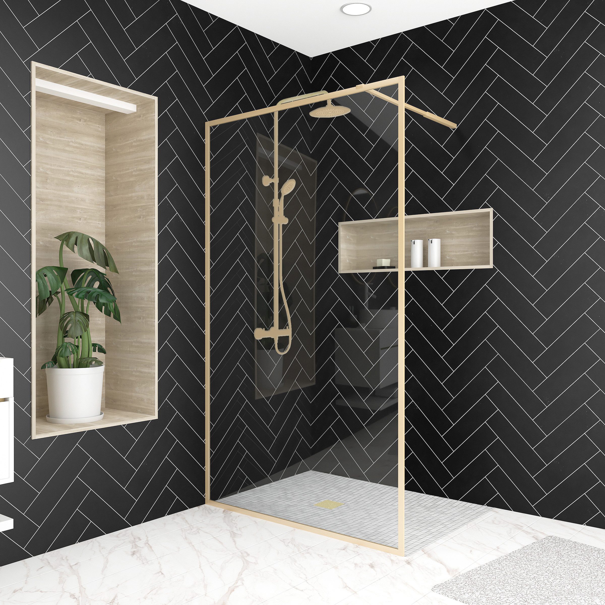 Marwell Walk-in-Dusche Golden Frame, Einscheibensicherheitsglas, mit günstig online kaufen