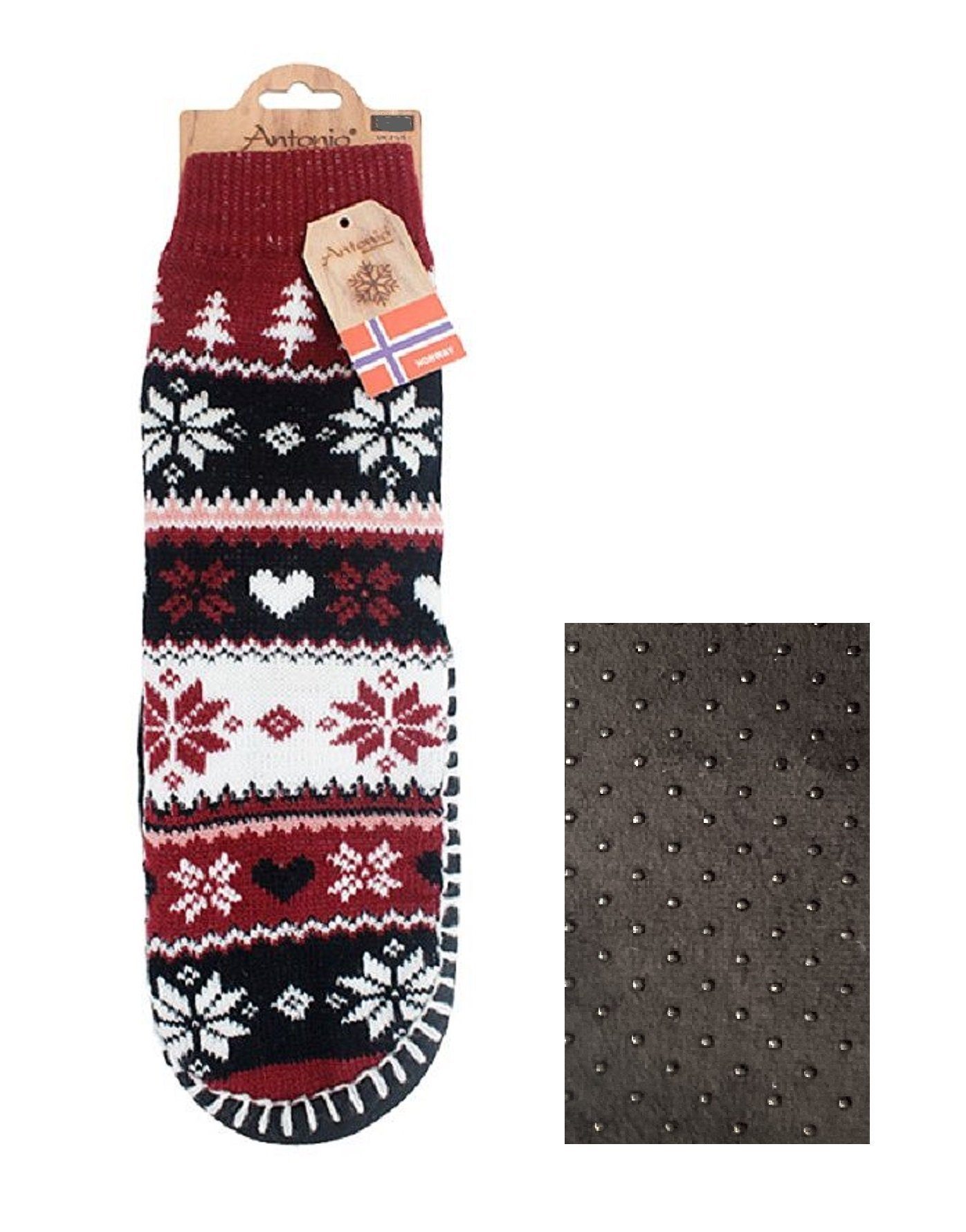 Markenwarenshop-Style Socken Hüttensocken Socken Hausschuhe Damen Gr. 39-42 Farbe: rot 606