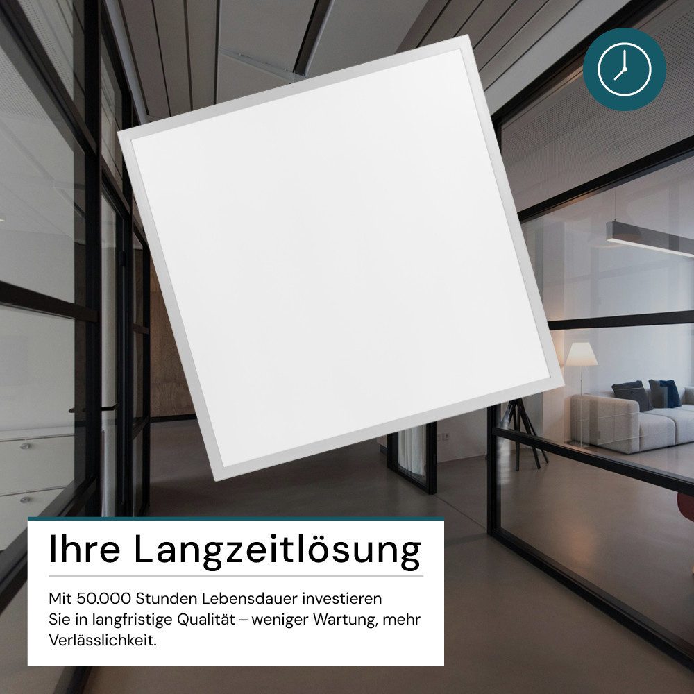 LUXULA LED Rasterleuchte LED BackLit Panel, 62x62 cm, CRI98, 40W, 4000lm, 4000K, LED fest integriert, Neutralweiß