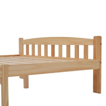 REDOM Massivholzbett Futonbett, Doppelbett Funktionsbett, Gästebett Holzbett (Massivholz Natur Bett 140x200 cm), ohne Matratze