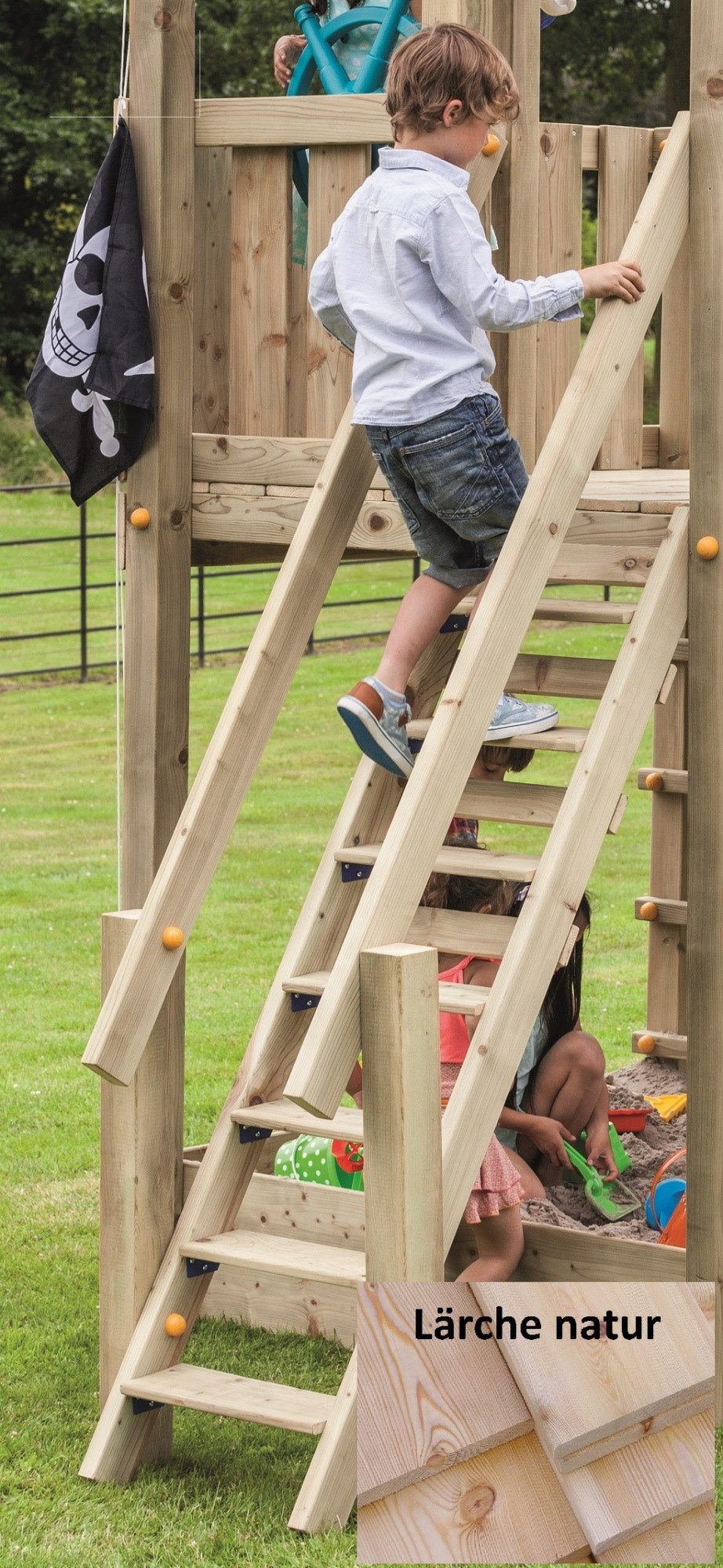 Gartenwelt Riegelsberger Handlauf Treppe mit Handlauf für kleine Kinder Lärche natur