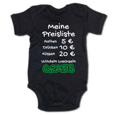 G-graphics Kurzarmbody Baby Body - Meine Preisliste – Halten, Drücken, Küssen, Windeln wechseln mit Spruch / Sprüche • Babykleidung • Geschenk zur Geburt / Taufe / Babyshower / Babyparty • Strampler